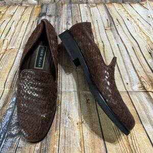 Cole Haan Enya Brown Leather Basket Weave Slip On Loafers Women’s Size 9.5